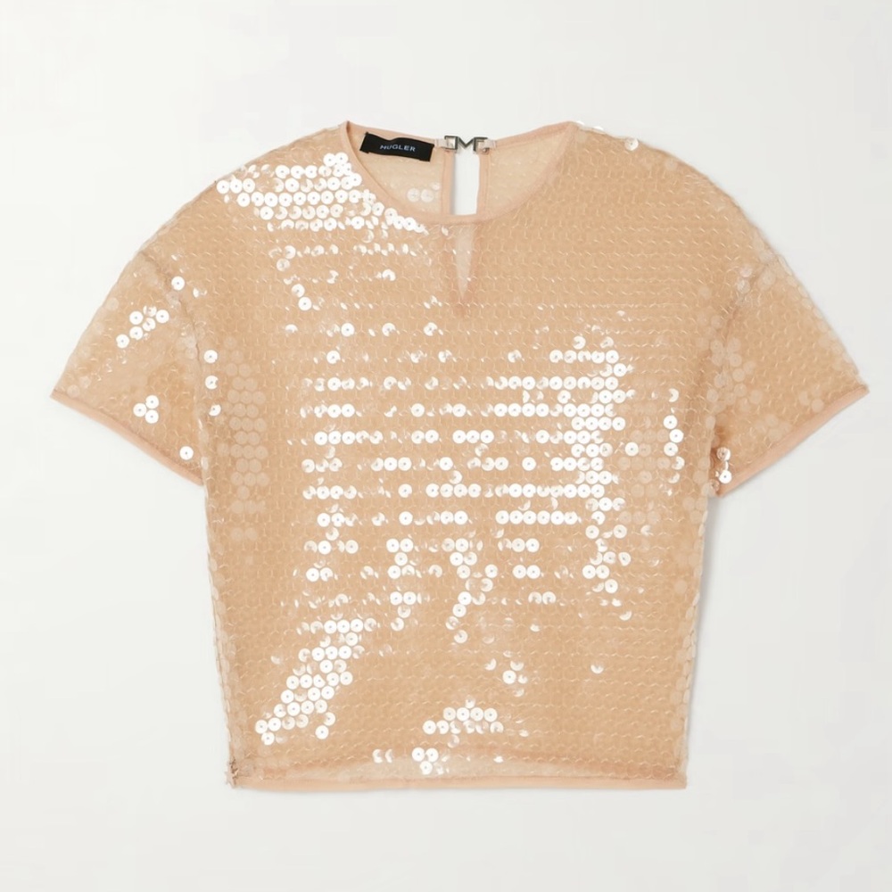 Sequin Embellished Tan Top